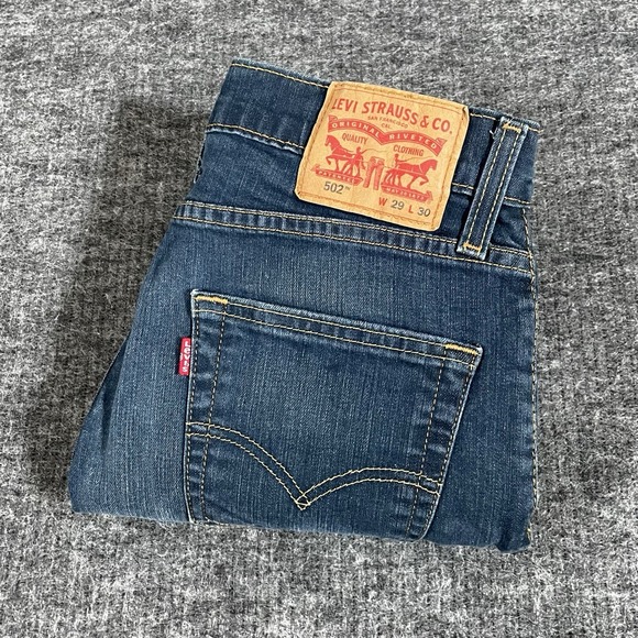 Levi's Other - Levis 502 Jeans Men's‎ Size 29x30 Straight Leg Stretch Blue Denim